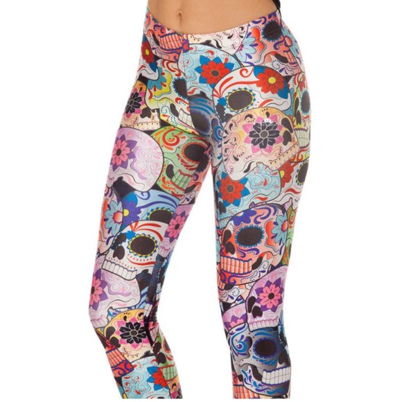 🍒5/$20🍒Lotus Leggings - "Day of the Dead" Leggings - Picture 1 of 9